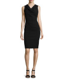 Rosemary Sleeveless Cowl-Neck Dress, Black