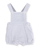 Striped Cross-Back Overalls, Gray/White, Size 3-12 Months