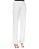 Stretch-Knit Straight-Leg Pants, White, Plus Size