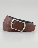 Reversible Pebbled Leather Belt, Black/Brown