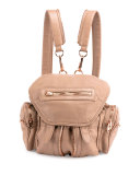 Mini Marti Leather Backpack, Latte/Rose Gold