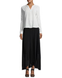 Asymmetric-Hem Tulle Maxi Skirt, Black