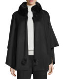 Cashmere Fur-Trim Cape