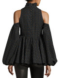 Printed Cold-Shoulder Blouse, Multi