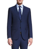 Torino Peak-Lapel Two-Piece Wool Suit, Blue