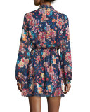 Free Love Floral Silk Mini Dress, San Franciscan Night