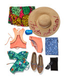 Bunny Embroidered Sun Hat, Sand/Pink