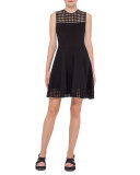 Sleeveless Lace-Trim Fit-&-Flare Dress, Black