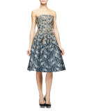 Strapless Degrade-Embellished Dress, Multi Colors