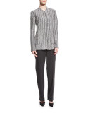 Windsor Knit Jacket w/ Patch Pockets, Hematite Multi