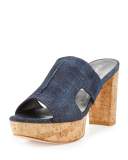 Draft Denim Platform Slide Sandal, Navy
