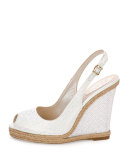 Crystal Wedge Espadrille Sandal, White