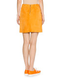 Glazed Suede A-Line Mini Skirt, Tangerine