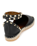 Rockstud Double Espadrille Flat, Nero