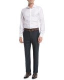 Parker Flat-Front Sharkskin Trousers, Navy