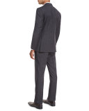 Textured Wool Windowpane-Check Two-Piece Suit, Navy