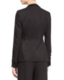 Shimmery Satin-Tie Jacket, Black