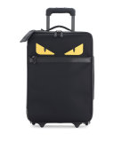 Monster Eyes Canvas & Leather Trolley Suitcase, Black
