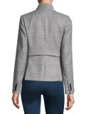Paloma Plaid Zipper Jacket, Black/White/Red