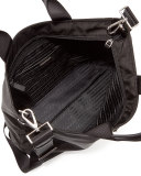 Medium Double-Handle Nylon Tote Bag, Black (Nero)