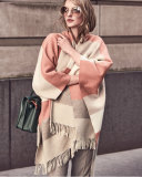 Striped Fringe-Trim Cape, Blush/Multi