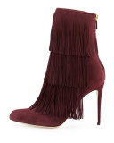 Taos Suede Fringe Ankle Boot, Cordovan