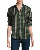 Eileen Plaid Button-Front Shirt, Green/Yellow