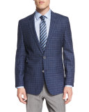 Hutsons Plaid Slim-Fit Wool Sport Coat, Blue