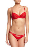 Craquante Dotted-Tulle Thong, Poppy Red