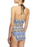 Mio Printed High-Neck One-Piece Swimsuit