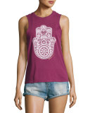 Henna Hamsa Muscle Tee, Wine