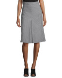 Check-Print A-Line Skirt, Black/White