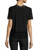 Double Layer Mesh Tee, Black