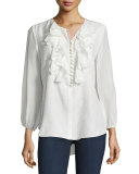 Tomas Ruffle-Front Silk Blouse