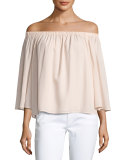 Summer Crepe Off-the-Shoulder Top