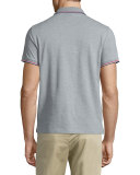 Gray-Tipped Short-Sleeve Pique Polo, Gray