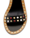 Jaeryn Studded Leather 50mm Sandal, Black