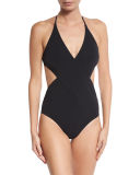 Solid Wrap-Front One-Piece Swimsuit