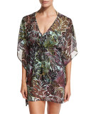 Lively Leaves Tunic Coverup, Plus Size