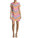 Striped Chevron Short-Sleeve Sheath Dress