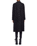 Brocade Snap-Front Long Coat, Black