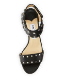 Veto Studded Leather 65mm Sandal, Black/Silver