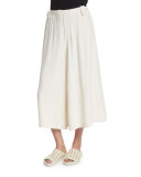 Satin Wide-Leg Culottes, Ivory