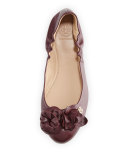 Blossom Leather Ballerina Flat, Port