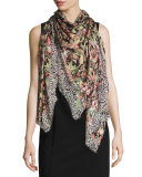 Snake Garden Modal Shawl, Black/Red