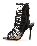 Lacey Lace-Up Gladiator Sandal, Black
