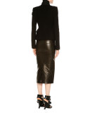 Stand-Collar Belted Jacket, Black