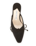 Suede Bow Ballerina Mule, Black