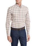 Check Plaid Sport Shirt, Brown