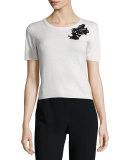 Short-Sleeve Floral Embroidered Top 